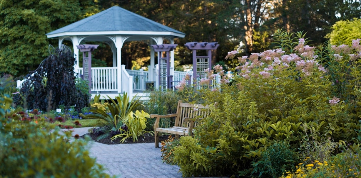 photo of a gazebo in a garden