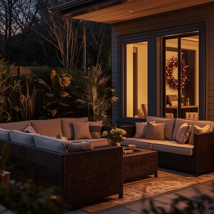 cozy outdoor patio with outdoor heater