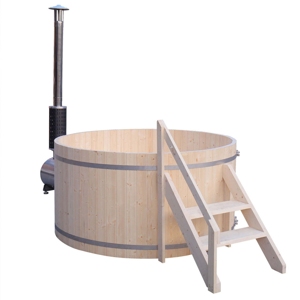 Aleko 4–5 Person Pine Wood-Fired Hot Tub & Ice Bath – 422 Gal Outdoor Soaking