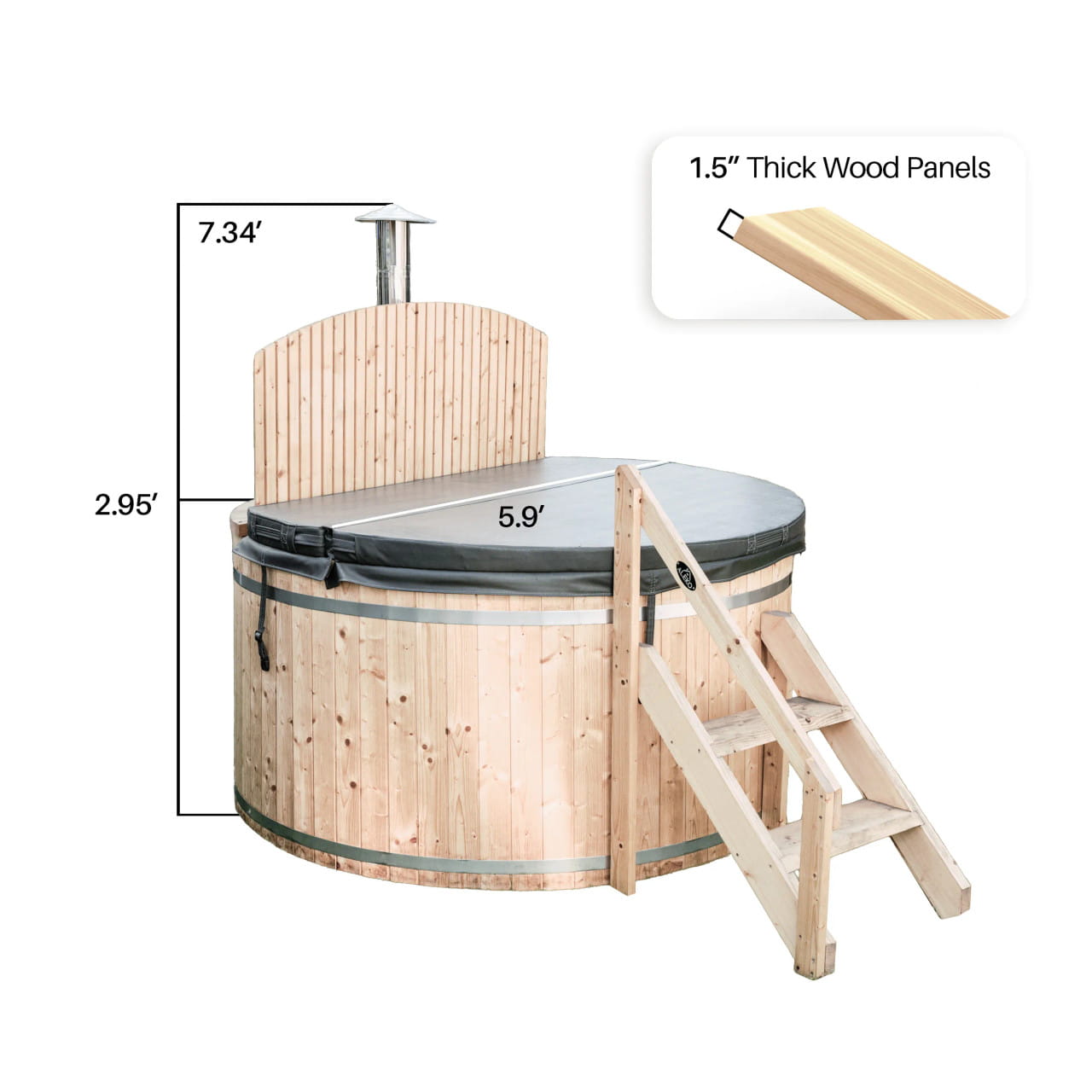 Aleko 4–5 Person Pine Wood-Fired Hot Tub & Ice Bath – 422 Gal Outdoor Soaking