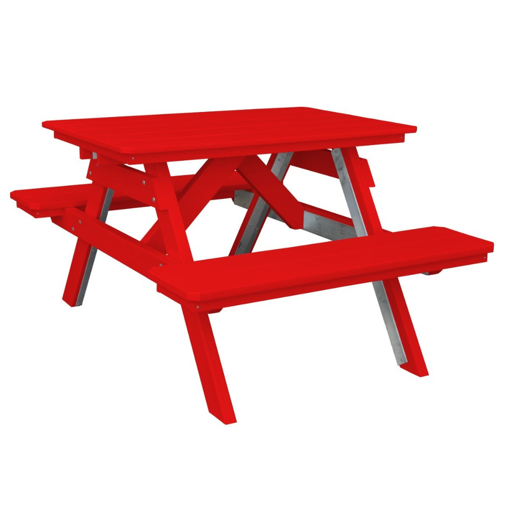 A&L Furniture 4' Outdoor Picnic Table with Attached Benches - Outdoor Dining Table