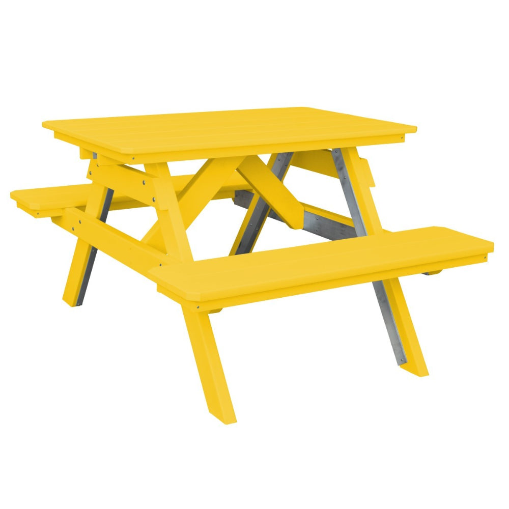 A&L Furniture 4' Outdoor Picnic Table with Attached Benches - Outdoor Dining Table