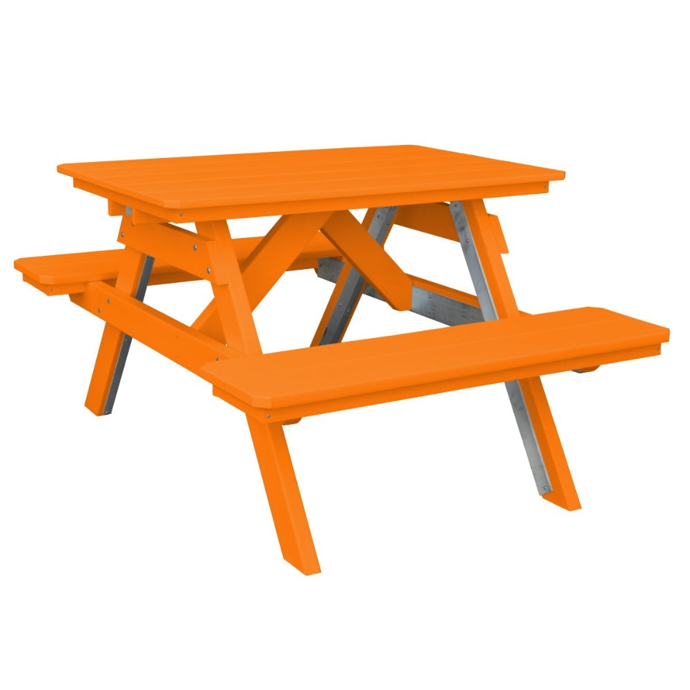 A&L Furniture 4' Outdoor Picnic Table with Attached Benches - Outdoor Dining Table