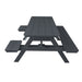 A&L Furniture 6 ft Dark Gray poly lumber picnic table low angle side view attached benches
