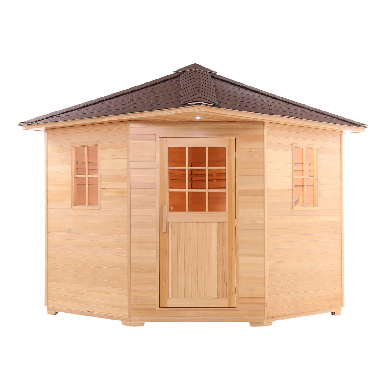 ALEKO 8 Person Canadian Hemlock Outdoor Sauna – 8 kW Harvia Wet Dry