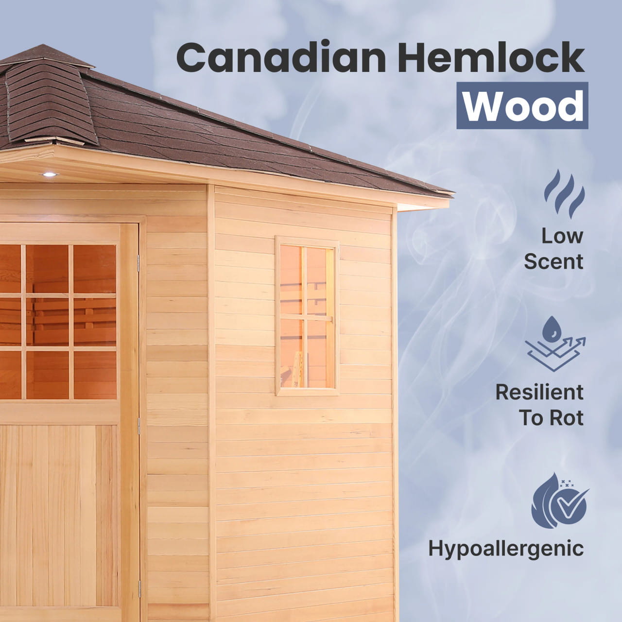ALEKO 8 Person Canadian Hemlock Outdoor Sauna – 8 kW Harvia Wet Dry