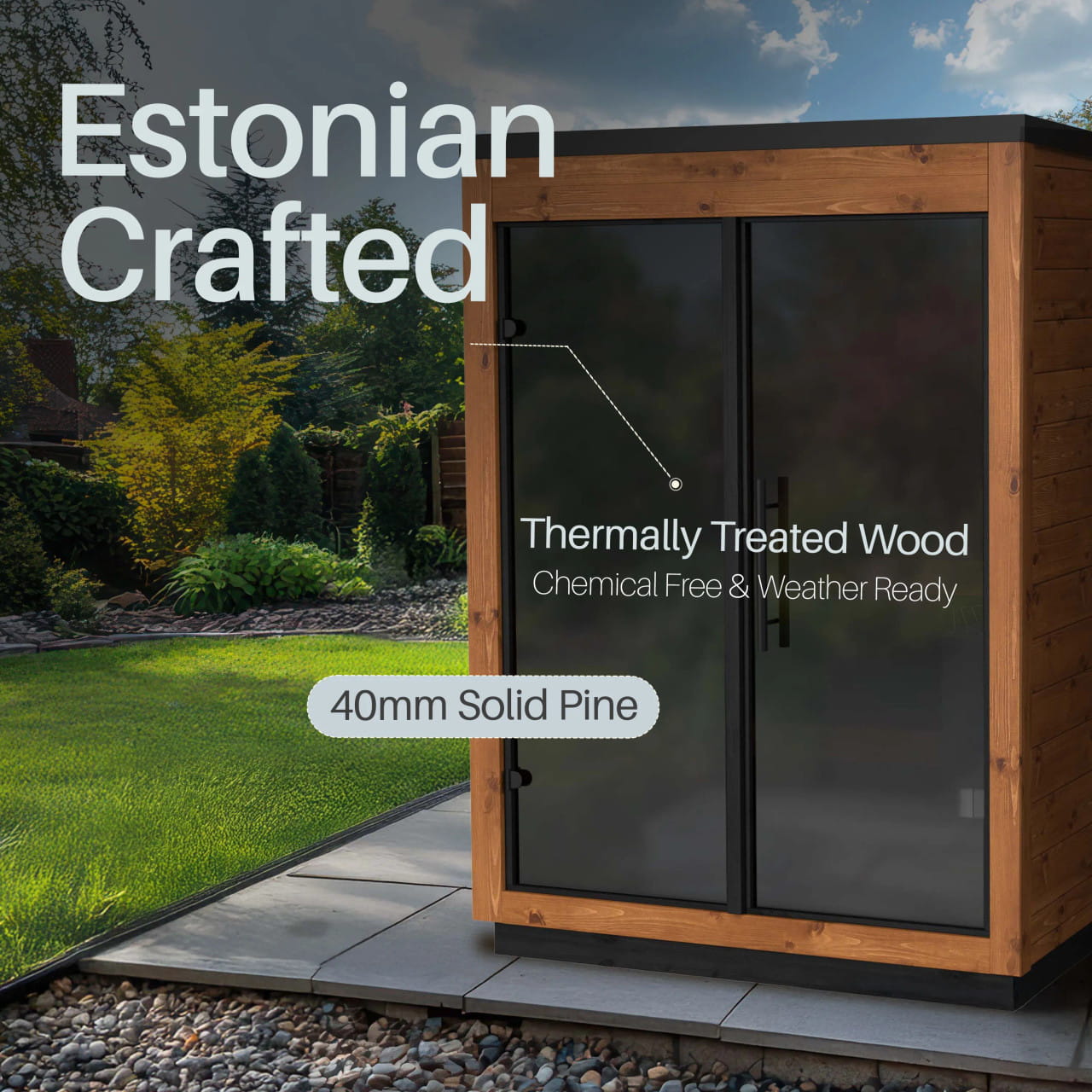 ALEKO Aris 2 Person Thermowood Outdoor Sauna – Estonian Made - For Couples