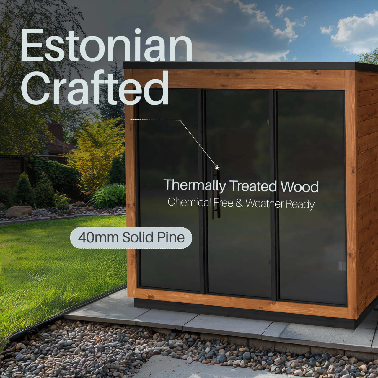 ALEKO Aris 4 Person Thermowood Outdoor Sauna – Estonian Made Scots Pine
