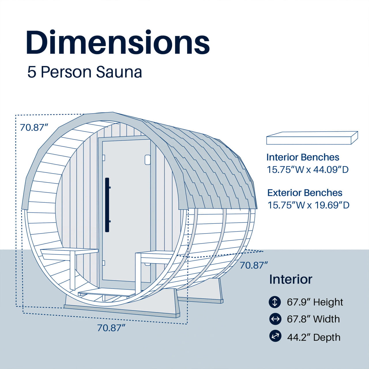 ALEKO Aster 3–5 Person Cedar Barrel Sauna with Porch – Bluetooth Black