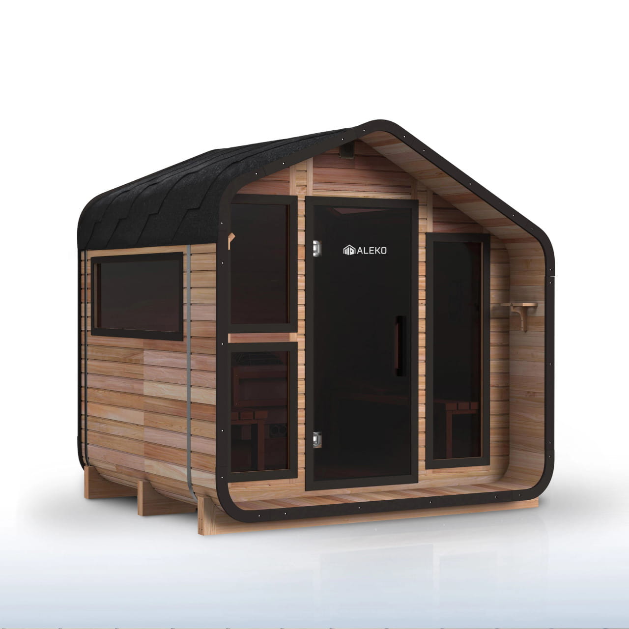 ALEKO Bluet 6 Person Red Cedar Outdoor Sauna – Spliced Panel & Harvia