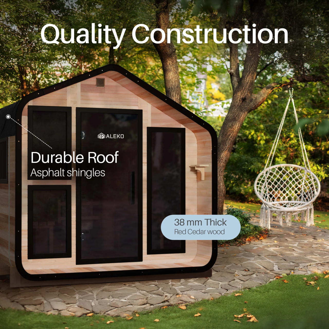 ALEKO Bluet 6 Person Red Cedar Outdoor Sauna – Spliced Panel & Harvia