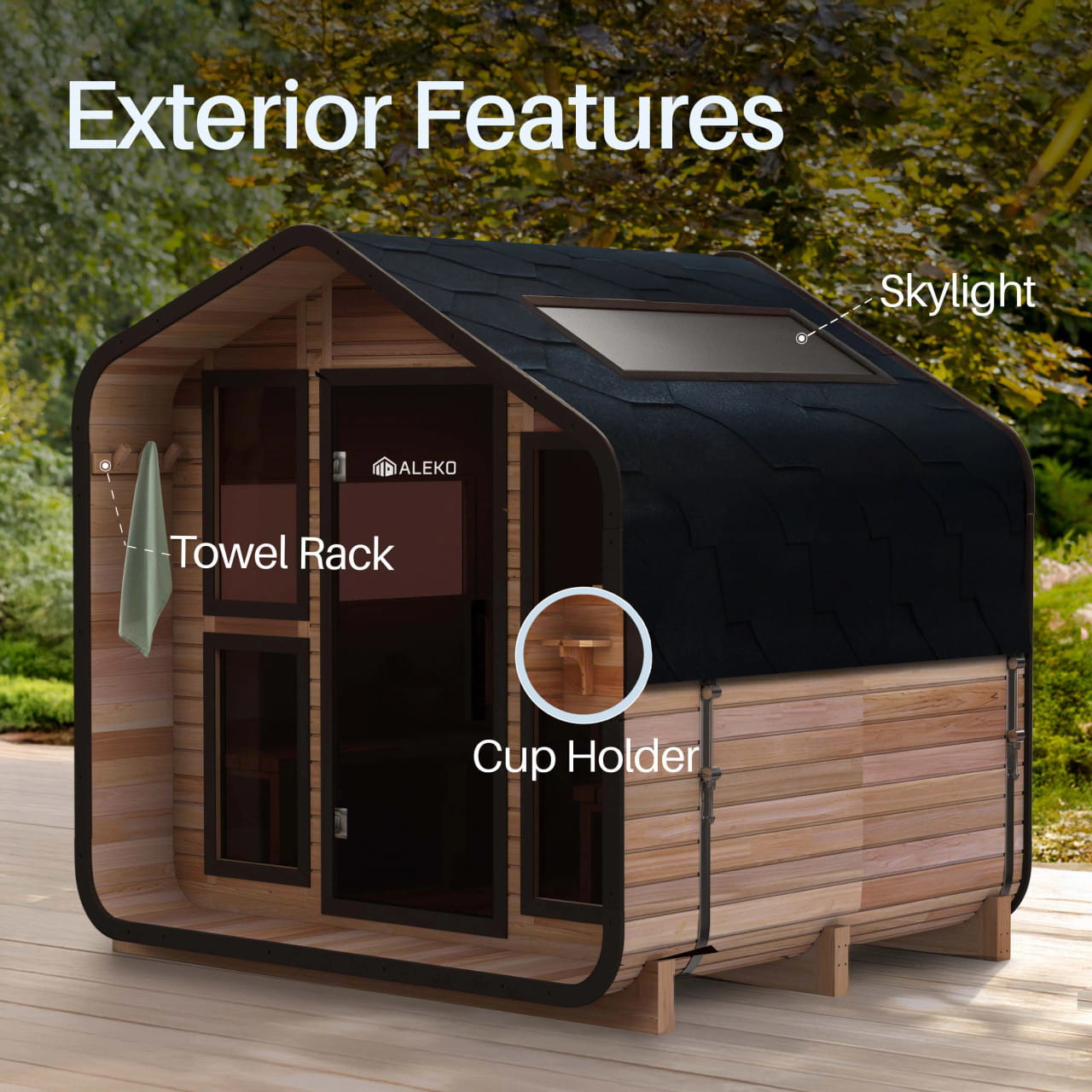ALEKO Bluet 6 Person Red Cedar Outdoor Sauna – Spliced Panel & Harvia