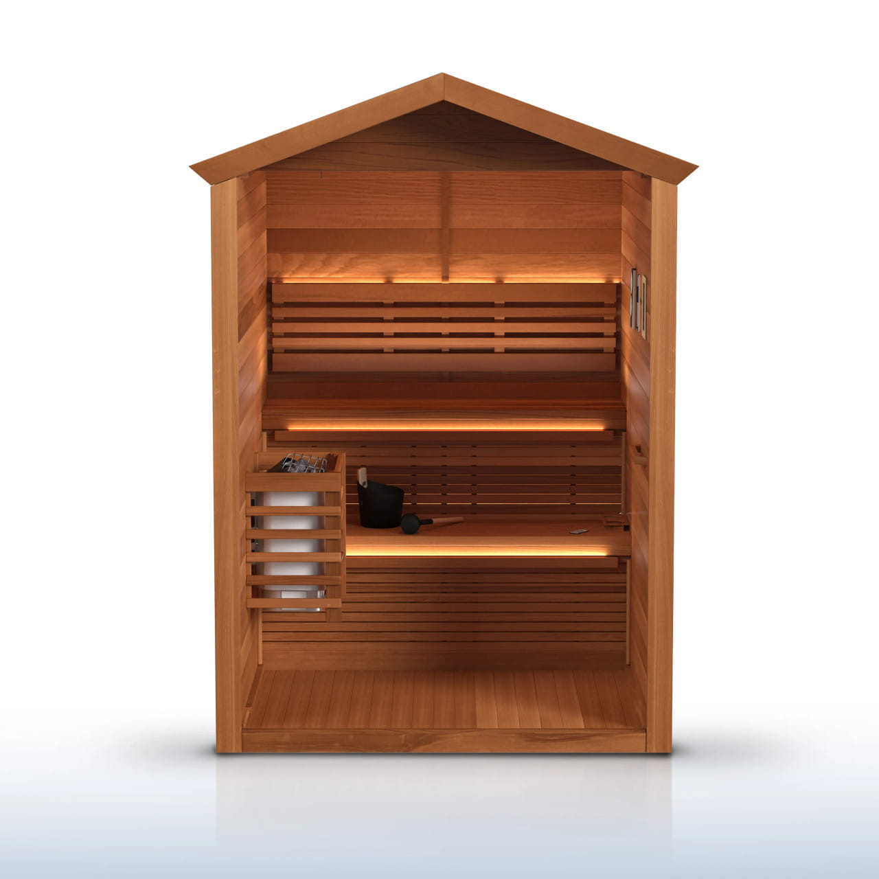 ALEKO Fiesta 3–4 Person Red Cedar Outdoor Sauna – Aluminum & Bluetooth