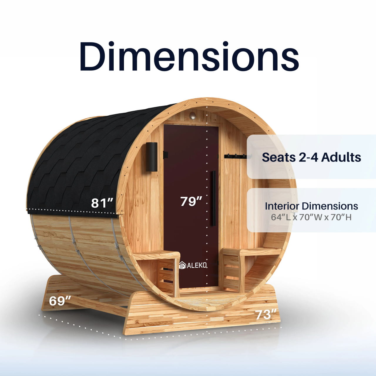 ALEKO Liatris Cedar Barrel Sauna 2-4 Person with Front Porch Canopy