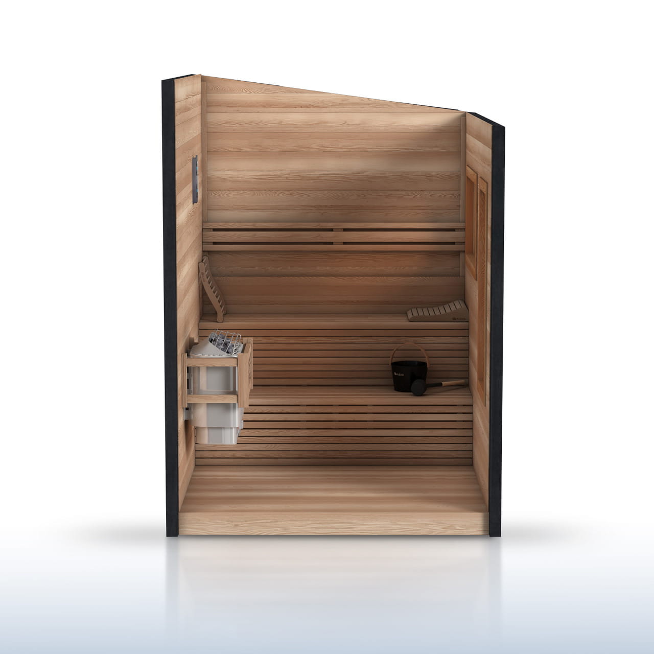 ALEKO Selenia 4 Person Red Cedar Outdoor Sauna – Insulated Walls Black