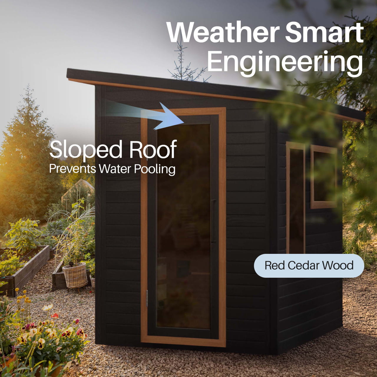 ALEKO Selenia 4 Person Red Cedar Outdoor Sauna – Insulated Walls Black