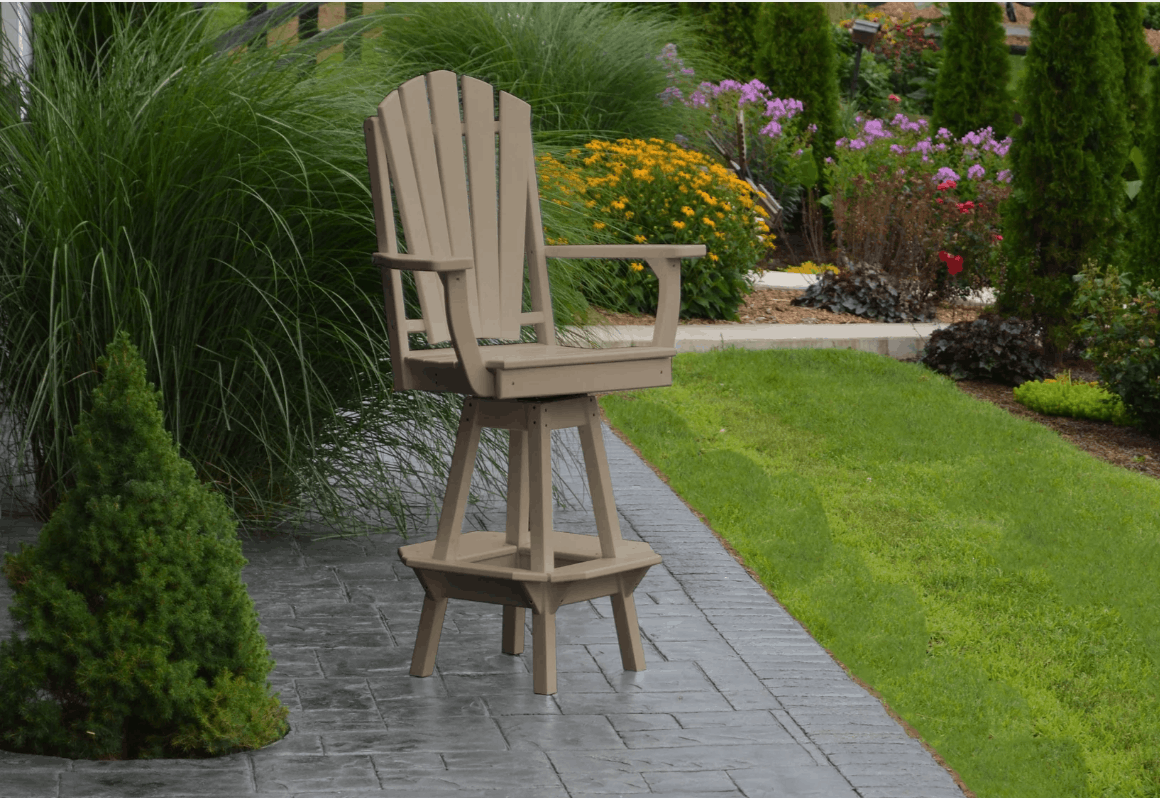 A&L Furniture Fanback Swivel Outdoor Bar Stool with Arms - Poly Lumber