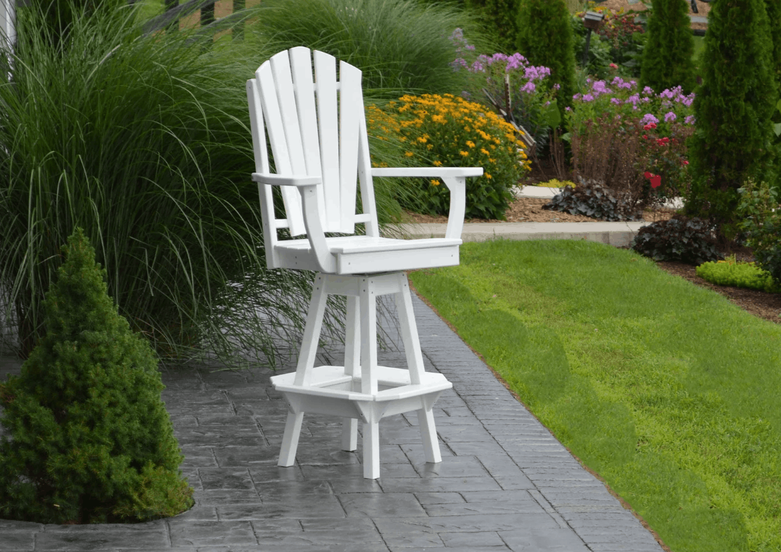 A&L Furniture Fanback Swivel Outdoor Bar Stool with Arms - Poly Lumber