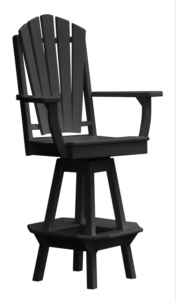 A&L Furniture Fanback Swivel Outdoor Bar Stool with Arms - Poly Lumber
