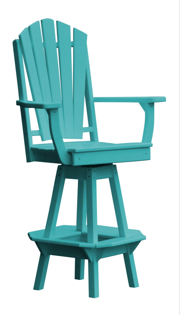 A&L Furniture Fanback Swivel Outdoor Bar Stool with Arms - Poly Lumber