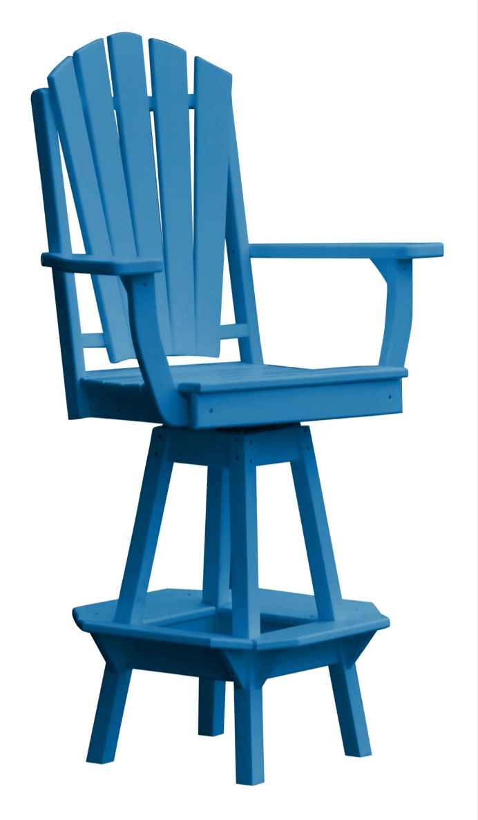 A&L Furniture Fanback Swivel Outdoor Bar Stool with Arms - Poly Lumber