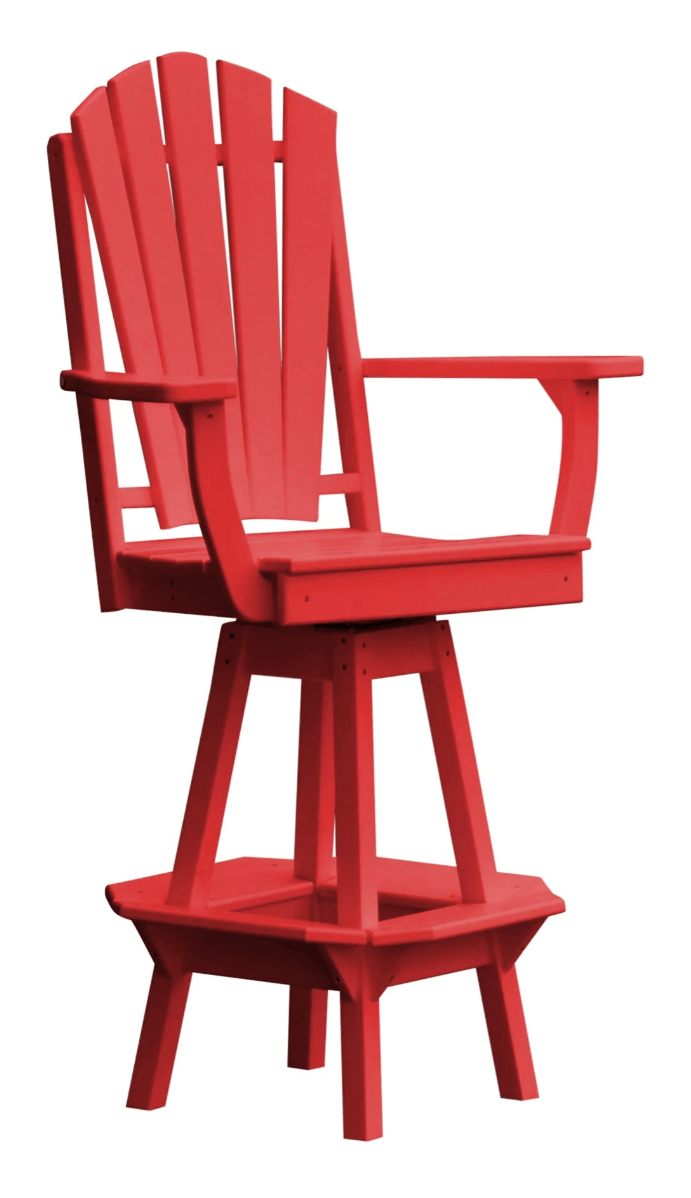 A&L Furniture Fanback Swivel Outdoor Bar Stool with Arms - Poly Lumber