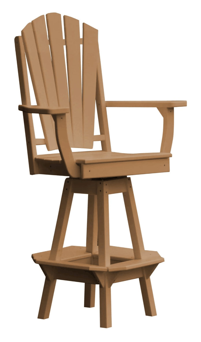 A&L Furniture Fanback Swivel Outdoor Bar Stool with Arms - Poly Lumber