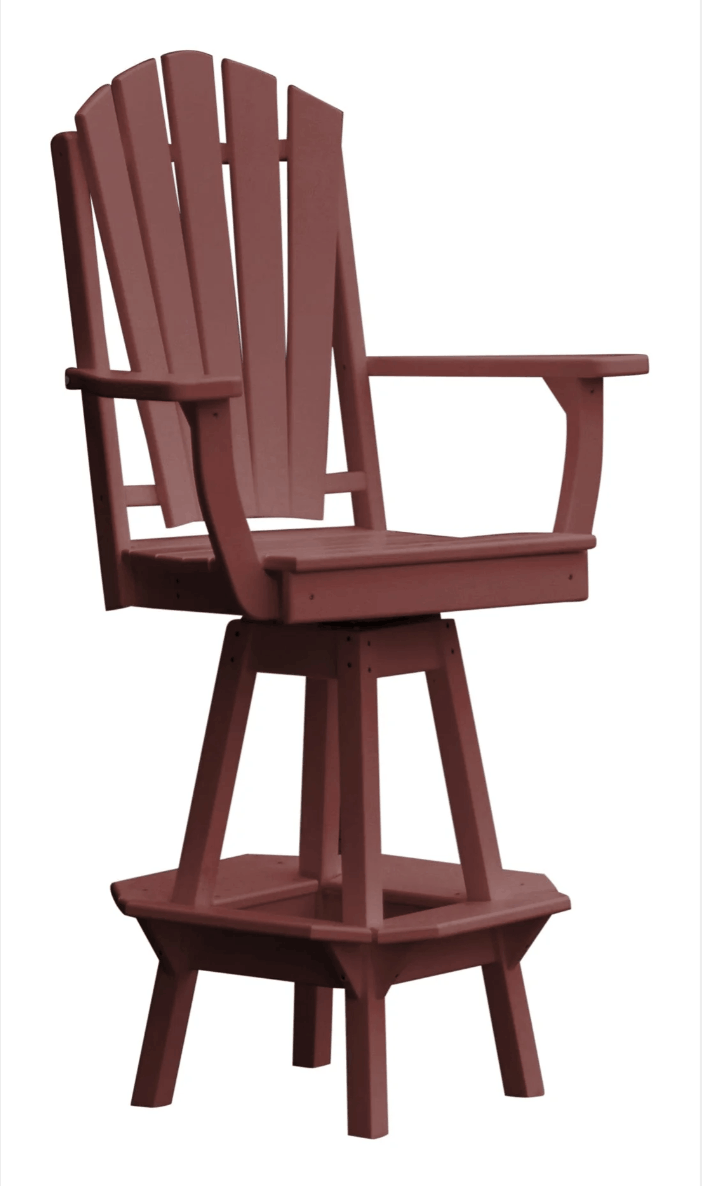 A&L Furniture Fanback Swivel Outdoor Bar Stool with Arms - Poly Lumber