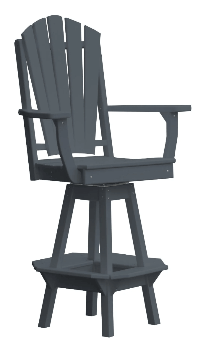 A&L Furniture Fanback Swivel Outdoor Bar Stool with Arms - Poly Lumber