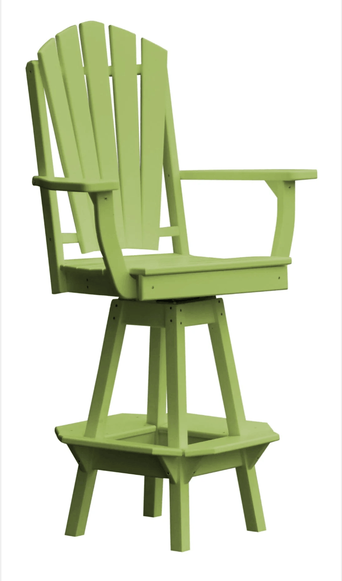 A&L Furniture Fanback Swivel Outdoor Bar Stool with Arms - Poly Lumber
