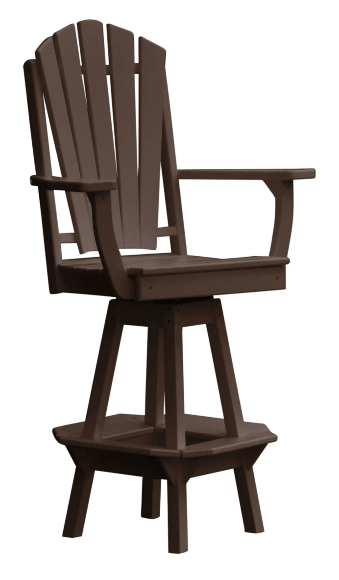 A&L Furniture Fanback Swivel Outdoor Bar Stool with Arms - Poly Lumber