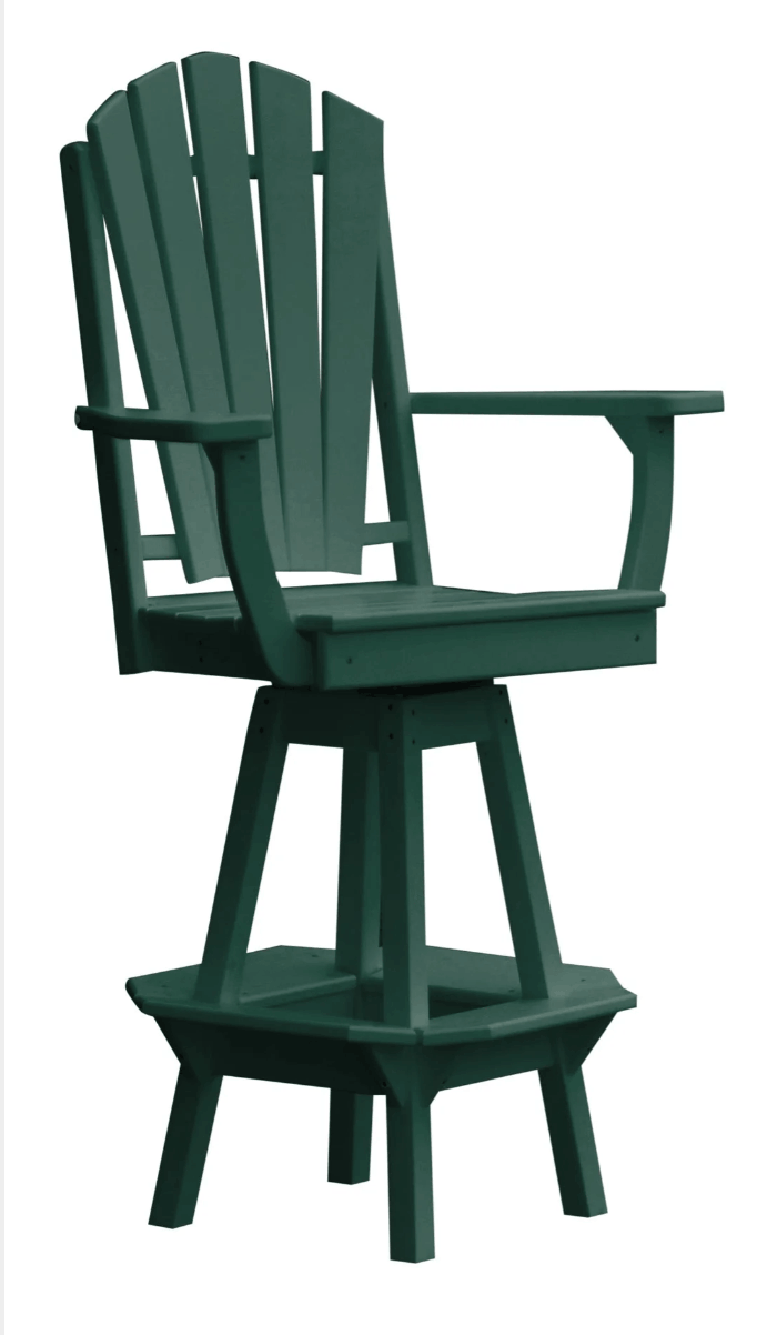 A&L Furniture Fanback Swivel Outdoor Bar Stool with Arms - Poly Lumber