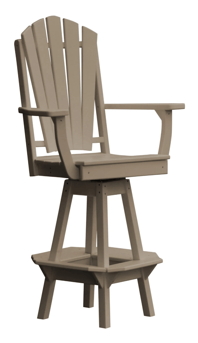 A&L Furniture Fanback Swivel Outdoor Bar Stool with Arms - Poly Lumber