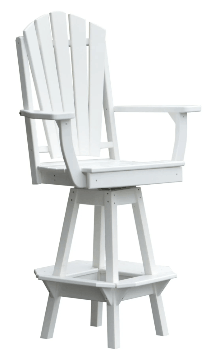A&L Furniture Fanback Swivel Outdoor Bar Stool with Arms - Poly Lumber