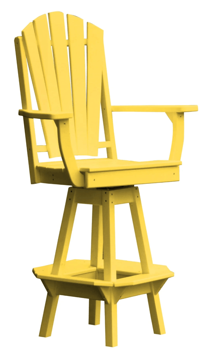 A&L Furniture Fanback Swivel Outdoor Bar Stool with Arms - Poly Lumber