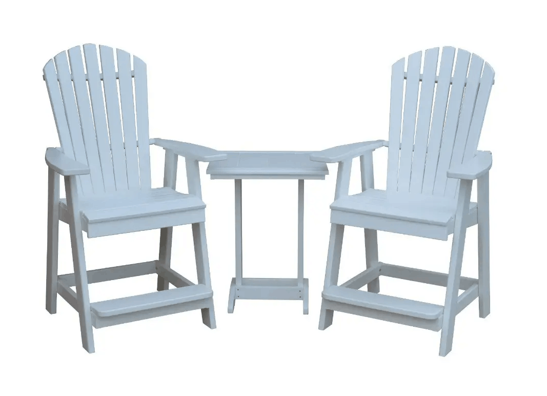 A&L Furniture Fanback HDPE Poly Outdoor Counter Height Chair - 24" Seat with Arms