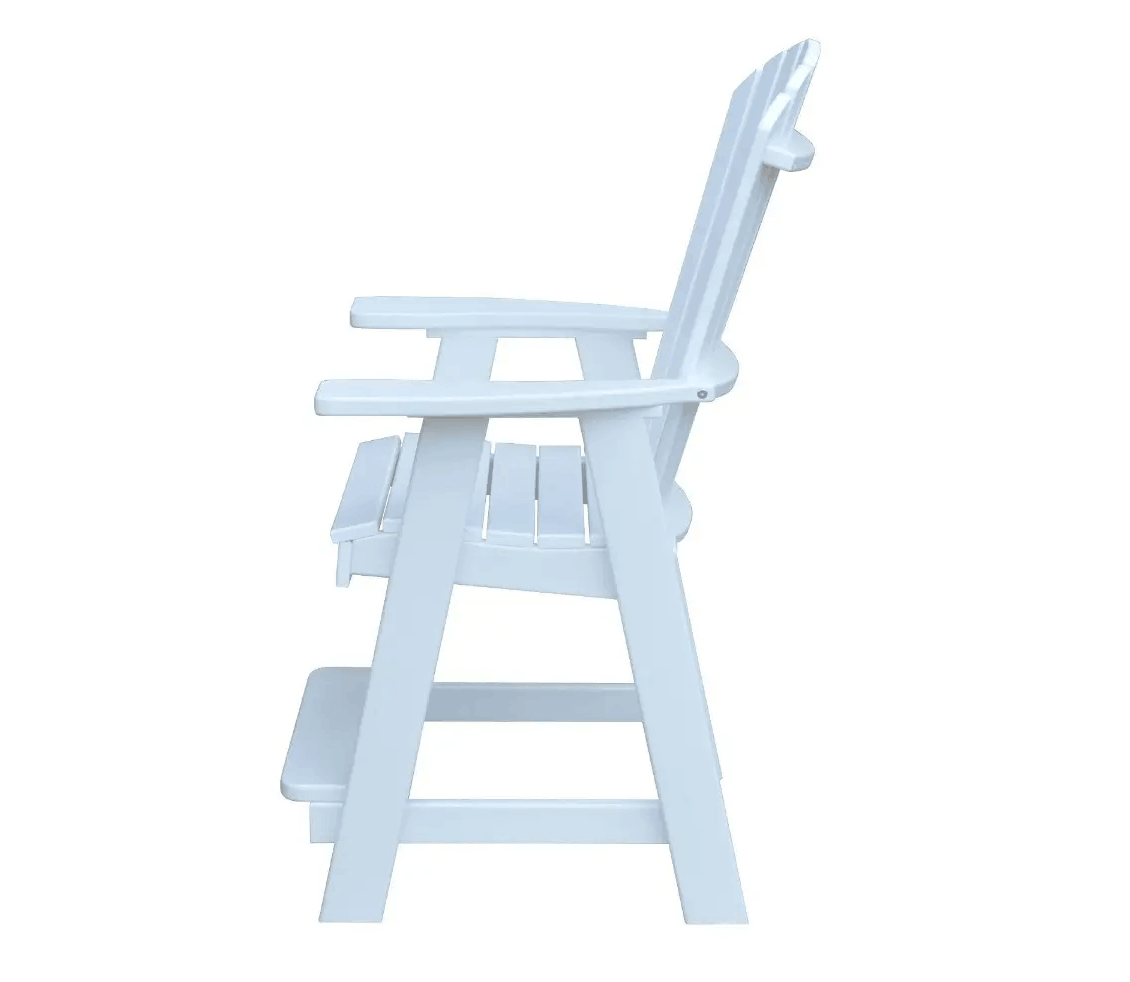 A&L Furniture Fanback HDPE Poly Outdoor Counter Height Chair - 24" Seat with Arms
