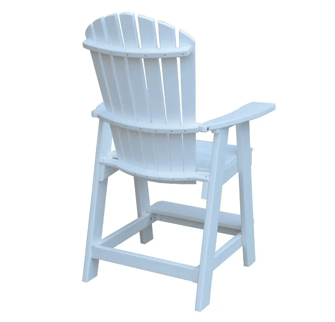 A&L Furniture Fanback HDPE Poly Outdoor Counter Height Chair - 24" Seat with Arms