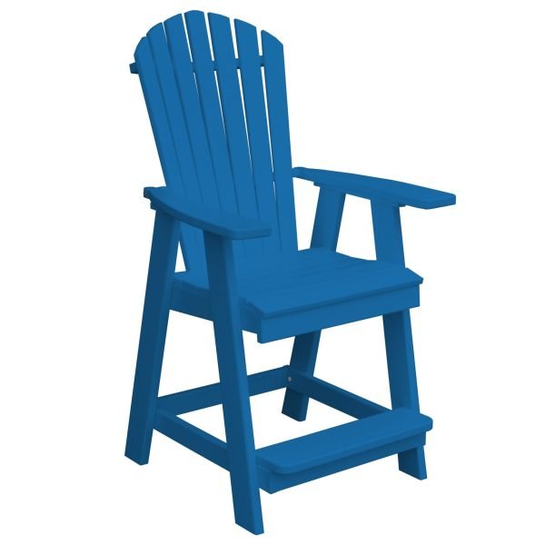 A&L Furniture Fanback HDPE Poly Outdoor Counter Height Chair - 24" Seat with Arms