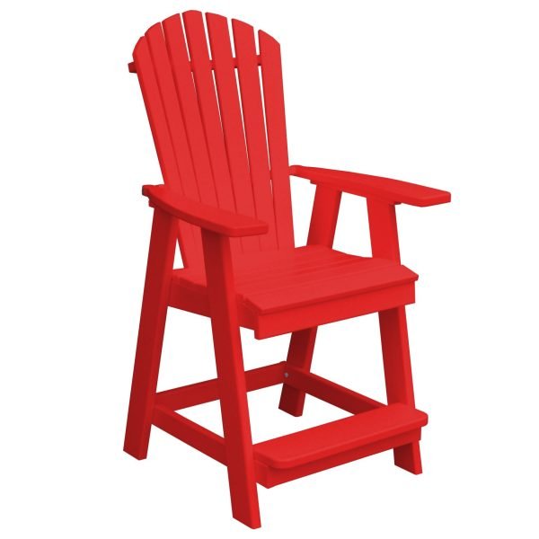 A&L Furniture Fanback HDPE Poly Outdoor Counter Height Chair - 24" Seat with Arms