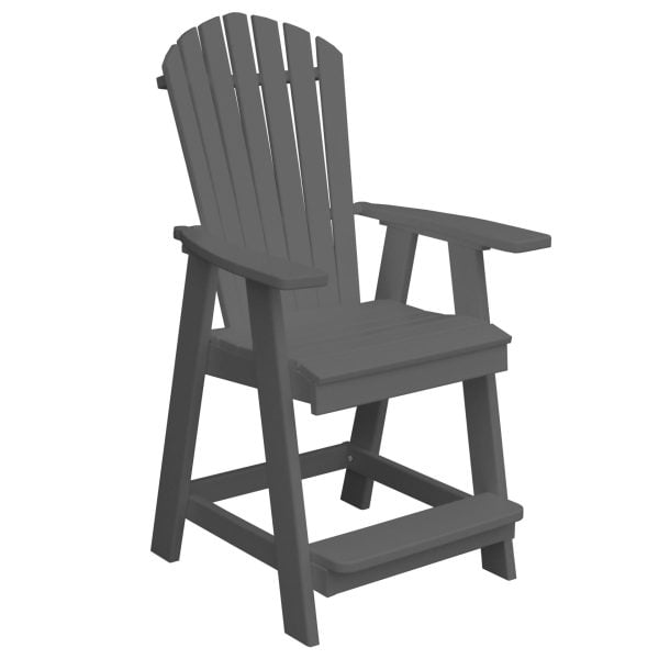 A&L Furniture Fanback HDPE Poly Outdoor Counter Height Chair - 24" Seat with Arms