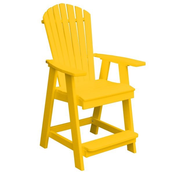 A&L Furniture Fanback HDPE Poly Outdoor Counter Height Chair - 24" Seat with Arms