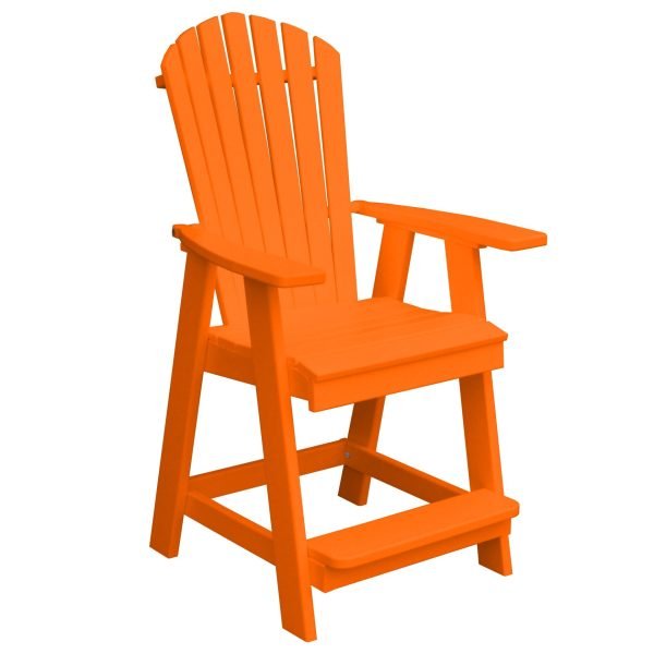 A&L Furniture Fanback HDPE Poly Outdoor Counter Height Chair - 24" Seat with Arms