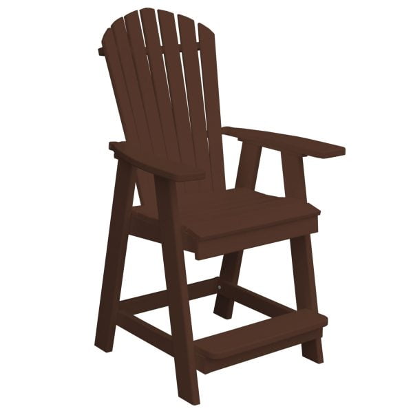 A&L Furniture Fanback HDPE Poly Outdoor Counter Height Chair - 24" Seat with Arms