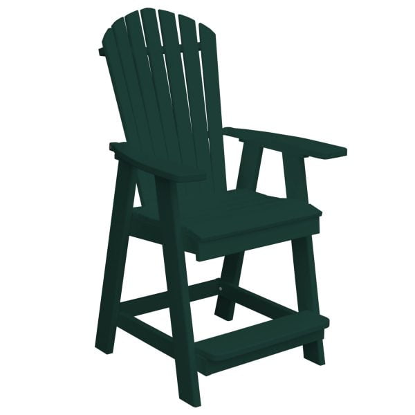 A&L Furniture Fanback HDPE Poly Outdoor Counter Height Chair - 24" Seat with Arms