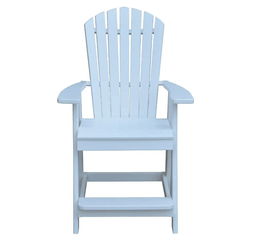 A&L Furniture Fanback HDPE Poly Outdoor Counter Height Chair - 24" Seat with Arms