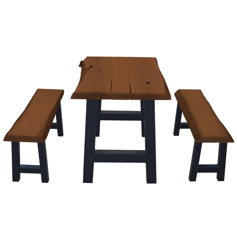 A&L Furniture 4' Ridgemont Table with 2 Benches_Mushroom_Finish