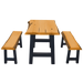 A&L Furniture 4' Ridgemont Table with 2 Benches_Natural_Finish