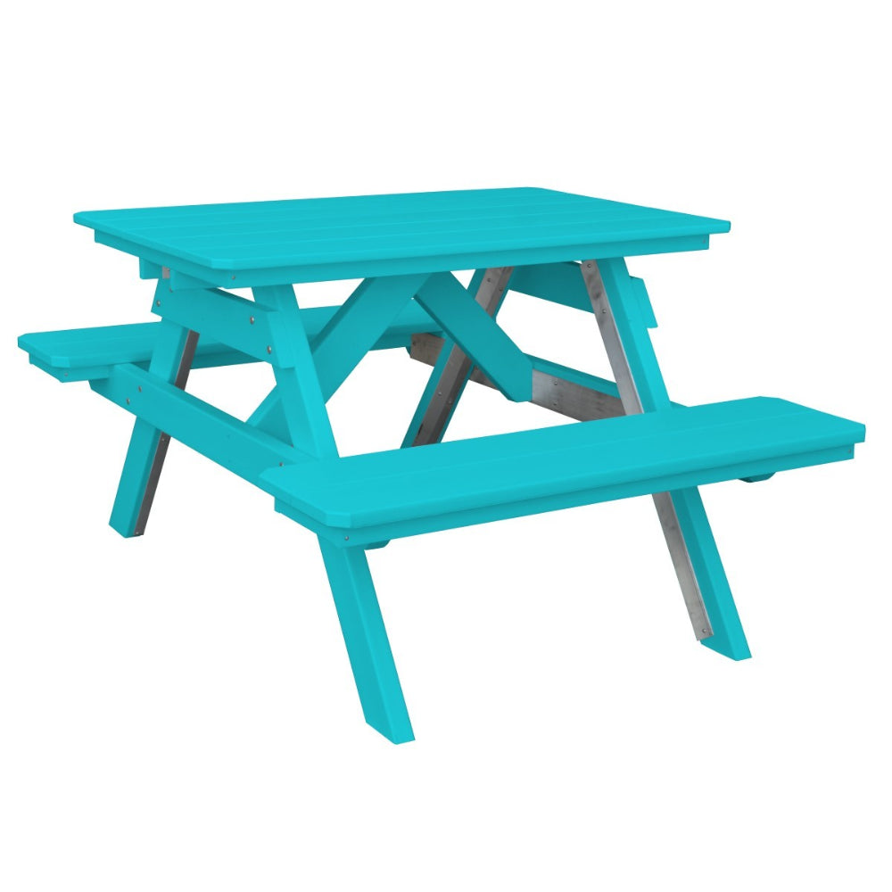 A&L Furniture 4' Table with Attached Benches_Aruba Blue