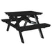 A&L Furniture 4' Table with Attached Benches_Black